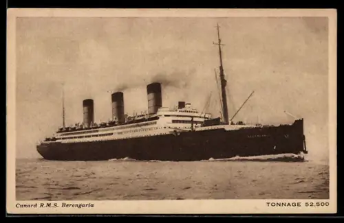 AK Passagierschiff R.M.S. Berengaria der Cunard Line in Fahrt