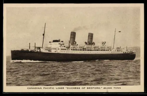 AK Passagierschiff Duchess of Bedford der Canadian Pacific Line vor der Küste