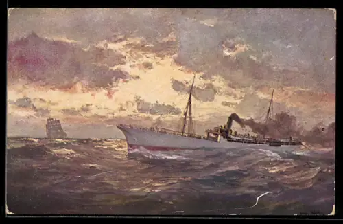 AK Kabellegung durch den Kabeldampfer Stephan im Mai 1903