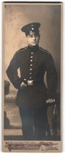 Fotografie Theodor Heidecke, L.-Stötteritz, Einjährig-Freiwilliger in Uniform mit Schirmmütze