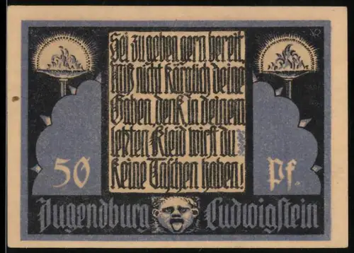 Notgeld Witzenhausen an der Werra 1921, 50 Pfennig, Jugendburg Ludwigstein