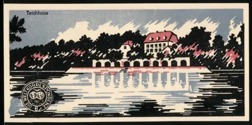 Notgeld Bad Nauheim 1922, 50 Pf, Teichhaus und Brunnenmotiv