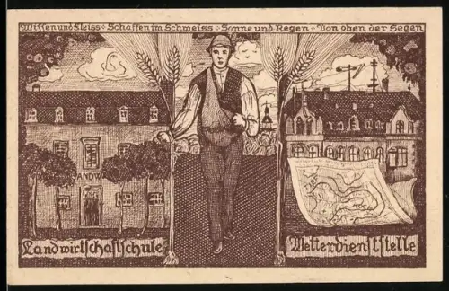 Notgeld Weilburg a. d. Lahn 1920, 10 Pfennig, Landwirtschaftsschule und Wetterdienststelle