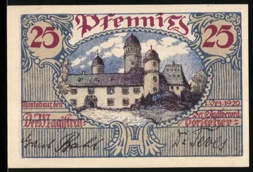 Notgeld Montabaur 1920, 25 Pfennig, Schloss Montabaur
