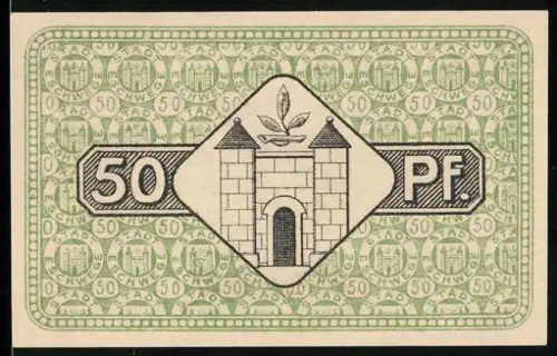 Notgeld Eschwege 1919, 50 Pfennig, Wappen mit Burgmotiv