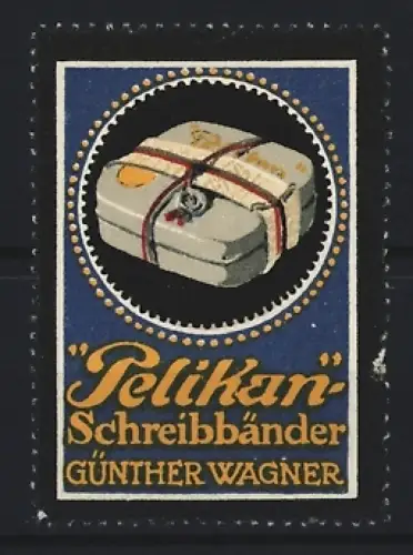Reklamemarke Günther Wagner, Pelikan Schreibbänder, Paket mit Schreibbändern
