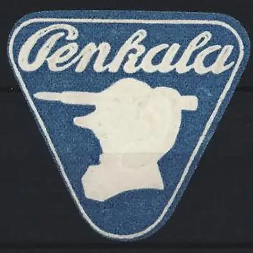 Reklamemarke Penkala, Schreibgeräte, Kopfsilhouette mit Füllfederhalter