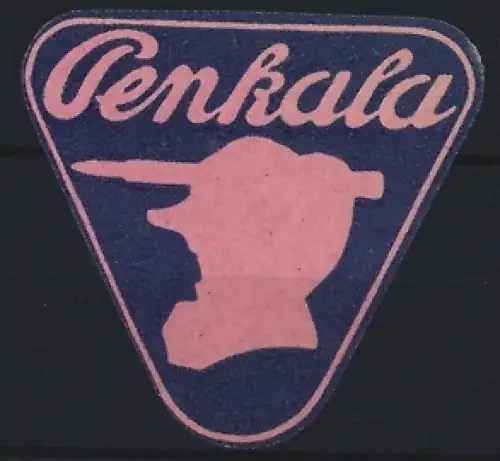 Reklamemarke Penkala, Silhouette eines Kopfes mit Feder