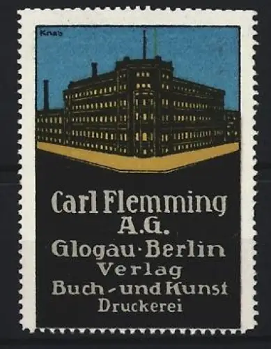 Künstler-Reklamemarke Knab, Glogau, Carl Flemming A.G., Gebäudeillustration