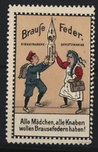 Reklamemarke Brausefeder, Schüler mit Brausefeder