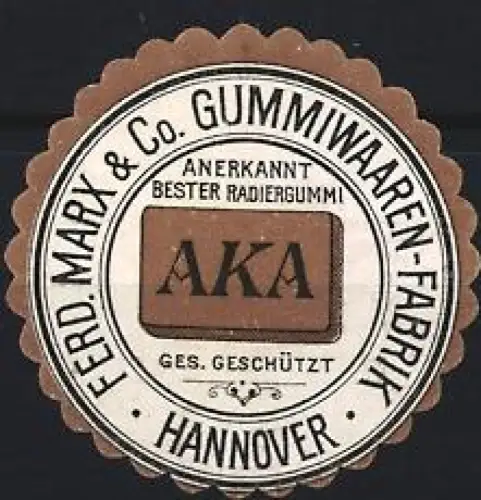 Reklamemarke Hannover, Ferd. Marx & Co. Gummiwaaren-Fabrik, AKA Radiergummi
