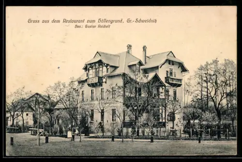 AK Gr.-Schweidnitz, Restaurant zum Höllengrund v. Gustav Reichell