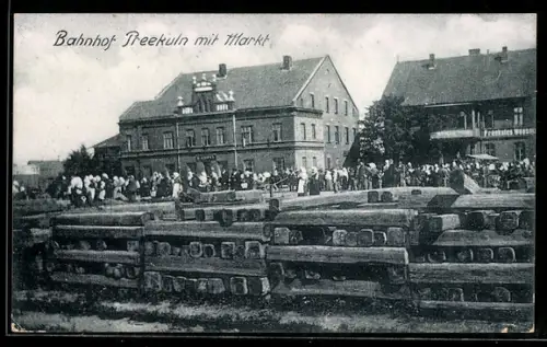 AK Preekuln, Bahnhof mit Markt