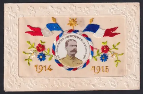 Seidenstick-AK Portrait von Heerführer Lord Kitechener