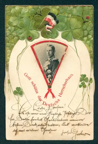 Mechanische-AK Portraits von Kaiser Wilhelm II. und seinen Kindern