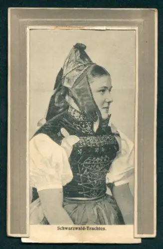 Mechanische-AK Hübsche Frau in Schwarzwälder Tracht und Leporello mit Hauensteiner mit Pfeife und Prechtälerin