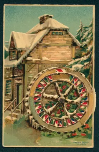 Mechanische-AK Drehbares Rad neben einem Haus