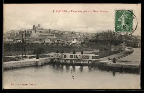 AK Béziers, Panorama pris des Neuf Ecluses
