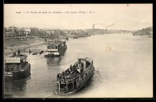 AK Conflans, La Seine au pont de Conflans, Les quais d`Ivry