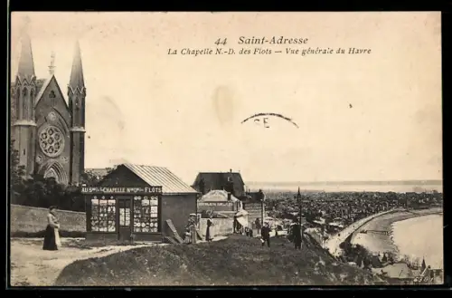 AK Saint-Adresse, La Chapelle N.-D. des Flots, Vue générale du Havre
