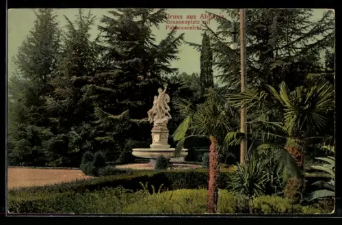 AK Abbazia, Brunnenplatz mit Palmenansicht