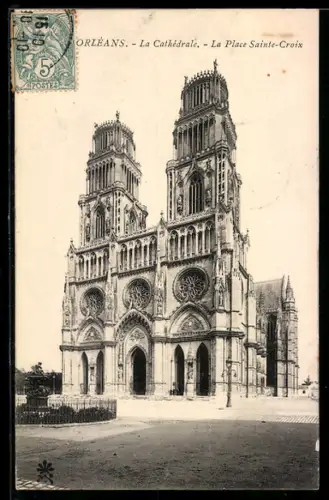 AK Orléans, La Cathédrale, La Place Sainte-Croix