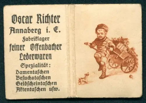 Kalender 1922, Annaberg i. E., Oscar Richter, Offenbacher Lederwaren, Kind und Hund, Jüdische Feiertage