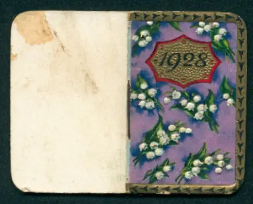 Kalender 1928, Maiglöckchen im Goldrahmen, Jüdische und Katholische Festtage, Buss- und Bettage