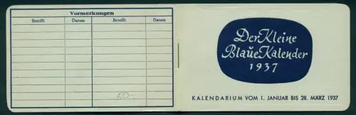 Kalender 1937, Der Kleine Blaue Kalender, Heiligenkalender