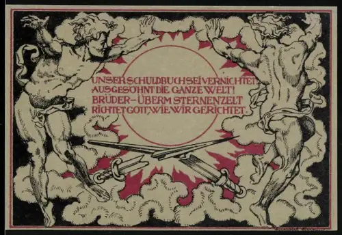 Notgeld Weimar 1921, 50 Pfennig, Porträt und Engel mit zerbrochenem Schwert