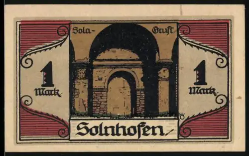 Notgeld Solnhofen 1921, 1 Mark, Solagruft und Aloys Senefelder