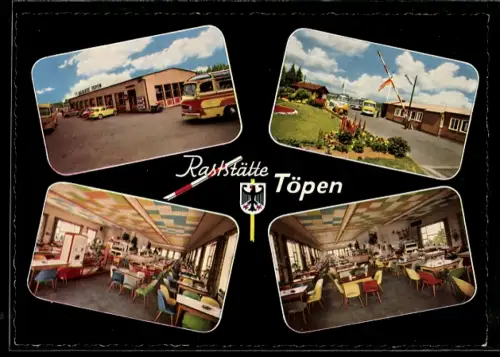 AK Töpen, Raststätte, Innen- und Aussenansichten, Deutsch-Deutsche Grenze