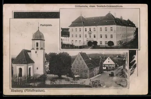 AK Absberg /MIttelfranken, Ottillienheim, ehem. Deutsch-Ordensschloss, Marktplatz