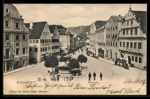 AK Eichstätt, Marktplatz mit Hotel Traube und Eisenhandlung