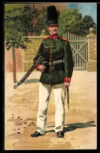 Künstler-AK Anton Hoffmann - München: Soldat in Uniform mit Gewehr