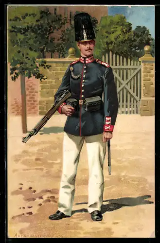 Künstler-AK Anton Hoffmann - München: Soldat in Uniform mit Gewehr