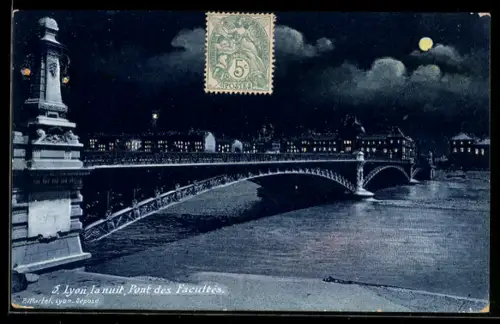 AK Lyon, La nuit, Pont des Facultés