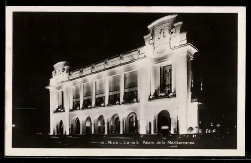 AK Nice, La nuit, Palais de la Méditerranée