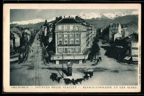 AK Grenoble, Avenues Félix Viallet, Alsace-Lorraine et les Alpes
