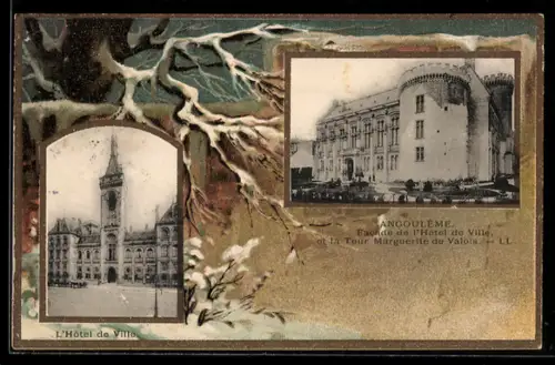 AK Angoulême, Facade de lHôtel de Ville et la Tour Marguerite de Valois