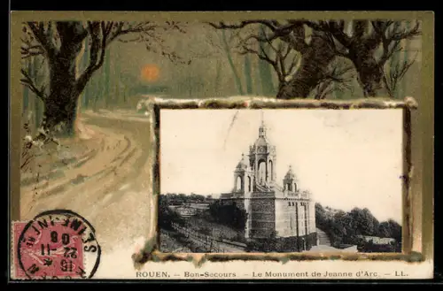 AK Rouen, Bon-Secours, Le Monument de Jeanne d`Arc