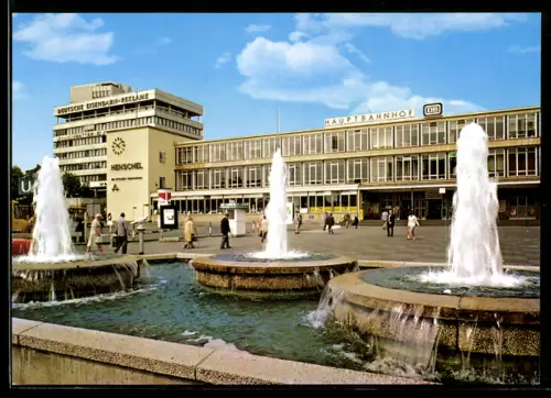 AK Kassel, Hauptbahnhof mit Bahnhofsplatz & Brunnen