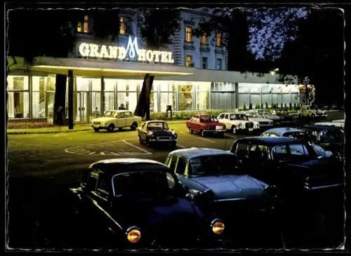 AK Budapest, Margareteninsel, Grand Hotel bei Nacht