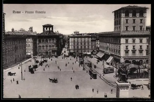 AK Roma, Piazza Venezia, Strassenbahn