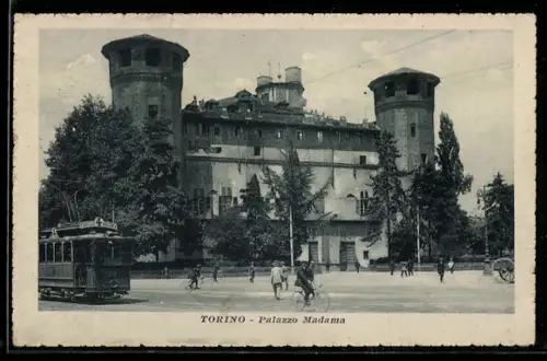 AK Torino, Palazzo Madama, Strassenbahn