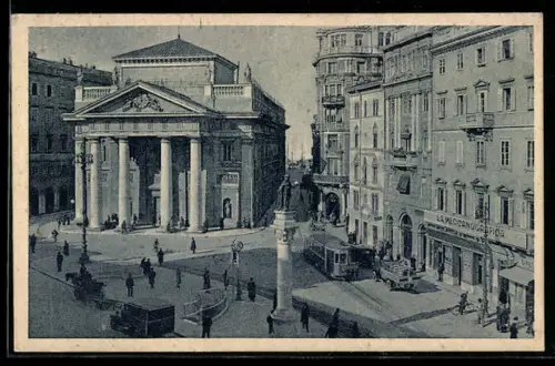 AK Trieste, Piazza della Borsa, Strassenbahn