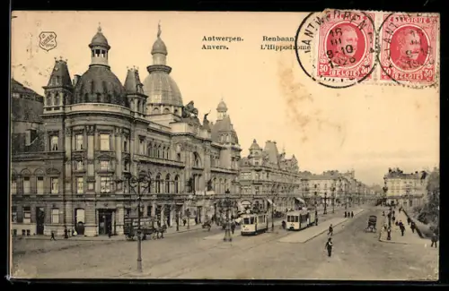 AK Antwerpen, Strassenbahn am Hippodrom