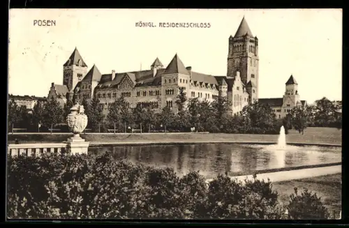 AK Posen / Poznan, Am Kgl. Residenzschloss