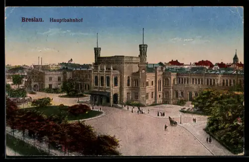 AK Breslau, Hauptbahnhof mit Anlage