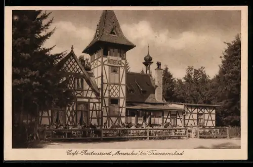 AK Franzensbad, Café-Restaurant Amerika